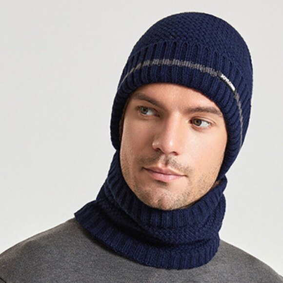 2/$30 Men's Black Knit Beanie Hat & Neck Warmer Scarf Set Thermal Fleece Lined - Picture 4 of 7